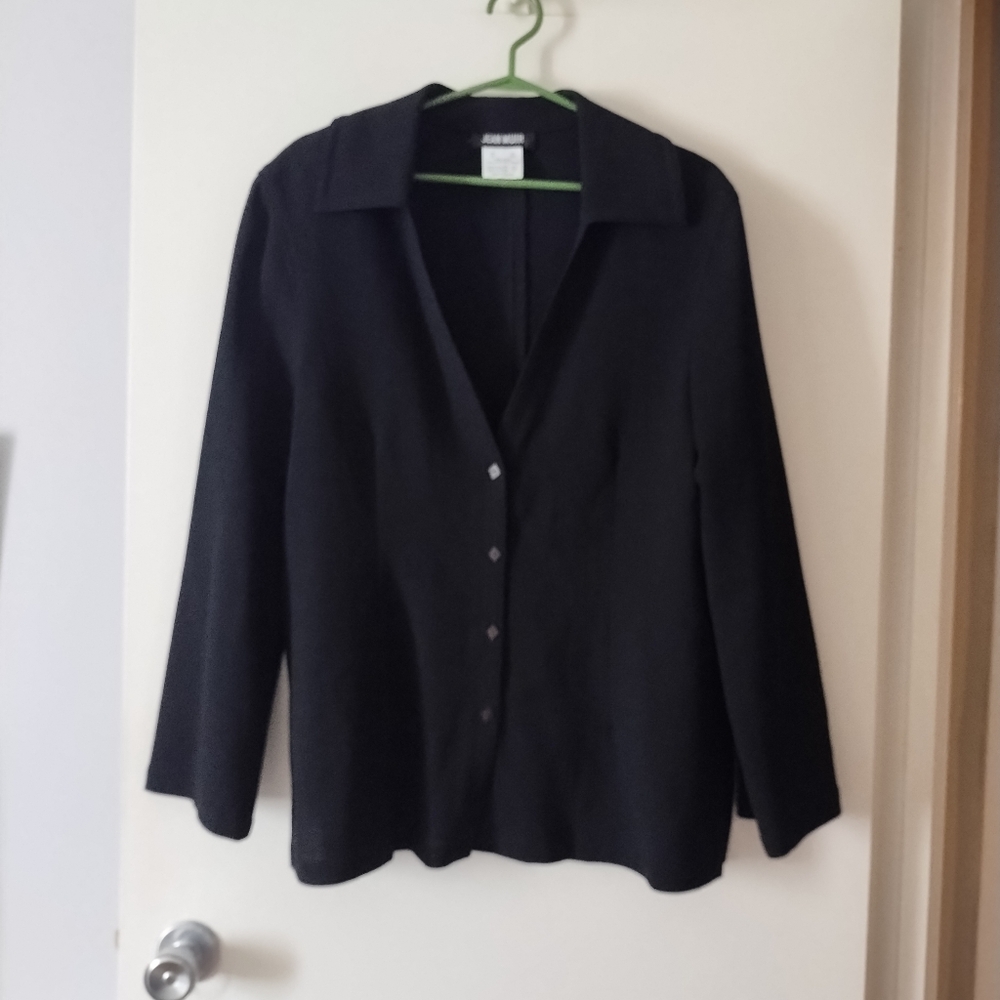 Vintage JEAN MUIR Black Wool Crepe Jacket 14 L